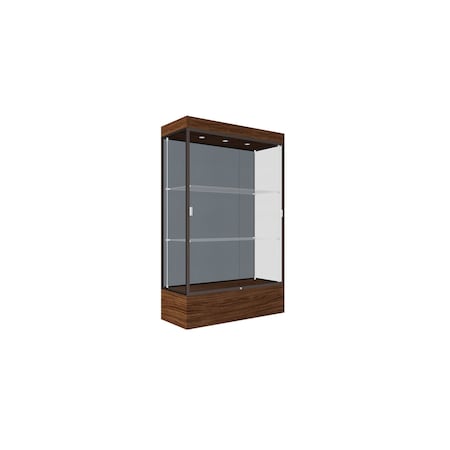 Ghent 76''H x 48''W x 20''D Edge Display Case 12'' Base w/ Blue Steel Back & Dark Bronze Frame 94LFBS-BZ-WNH