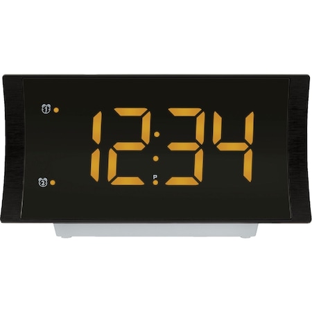 La Crosse Technology Curved LED Alarm Clock with Radio & USB Charging Port 617-2410