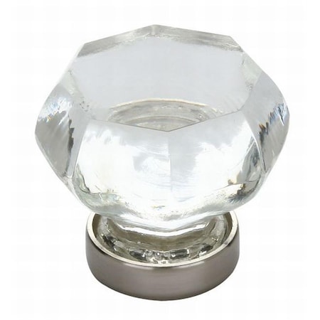 Patioplus 1 in. Old Town Clear Cabinet Knob, Satin Nickel PA1647255