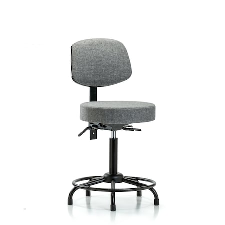 Blue Ridge Ergonomics Fab Stool with Back-Medium Bench Height with Round Tube Base, Seat Tilt, and Stat Glides in Gray Fab BR-FMBST-RT-T1-RG-F44