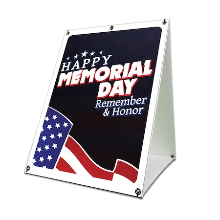 Signmission Happy Memorial Day, 36 Inch x 24 Inch A-frame Yard Sign, Coroplast Yard Sign SBC-2436-30391