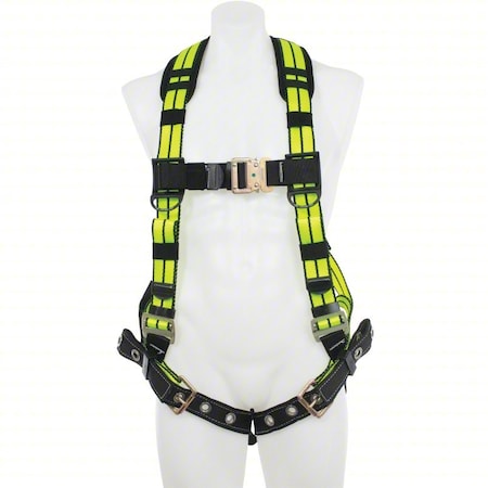 Werner Hi-Viz Harness, XL, 425 lb, Quick-Connect Chest/ Tongue Leg Straps, Back D-Ring H112004XHV