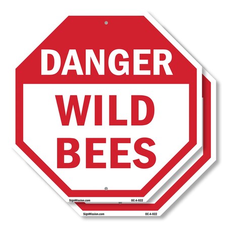 Signmission Danger Wild Bees, 10 inch X 10 inch, Plastic Sign, 2PK OC-P-2PACK-10-22