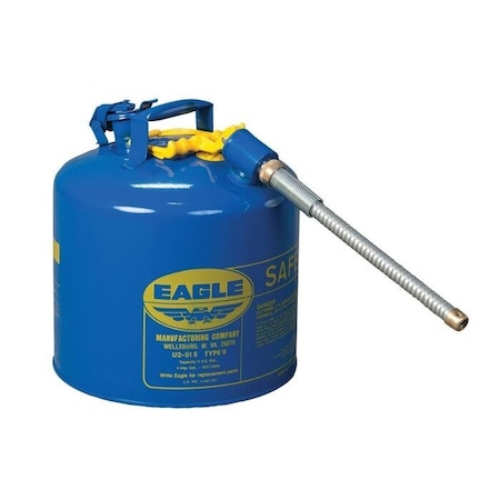 Eagle Mfg Type II Safety Can, Galvanized Steel, 5 gal, 5/8 in Flexible Metal Hose, Blue, Kerosene U251SX5B