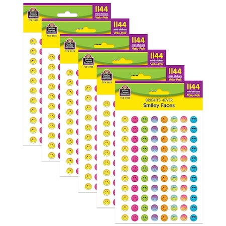 Teacher Created Resources Brights 4Ever Smiley Faces Mini Stickers Valu-Pack, 1144-Piece Set, 6PK 3925