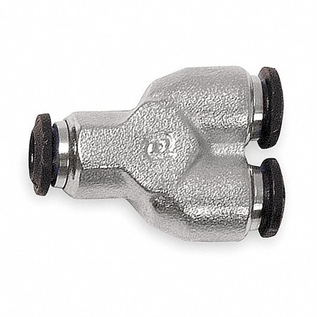 Usa Industrials Push to Connect Tube Fitting, Nickel Plated Brass w/ Plastic Release Ring, Union Wye, 8mm Tube OD ZUSA-TF-PTC-NPBR-261