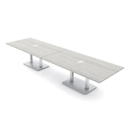 Skutchi Designs Rectangle Conference Table With Power Unit, 48 in W, 168 in L, Ivory HAR-REC-48X168-DOU-K458-ESIL