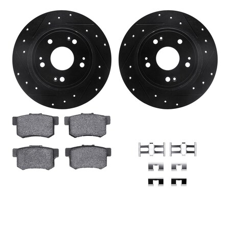 Dynamic Friction Co DFC Rotors-Drilled & Slotted-Black w/ 5000 Advanced Brake Pads Incl Hdw 8512-59043