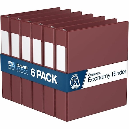 Davis Group Premium Economy, Angle D Ring, Binder, (Burgundy, 1.5"), PK6 2302-08-06