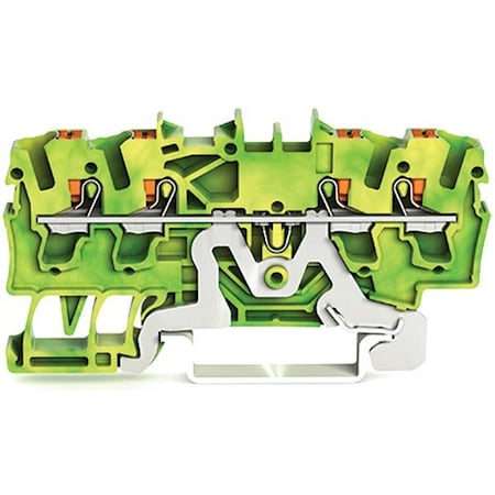 Wago Terminal Block, 2.75" L, Green; Yellow 2202-1407