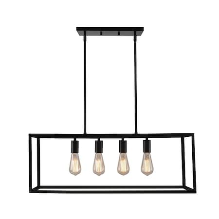 Boston Harbor Farmhouse Chandelier, 120 V, 60 W, 1-Tier, 4-Lamp, Metal Fixture, Black Fixture, Matte Fixture LS10505
