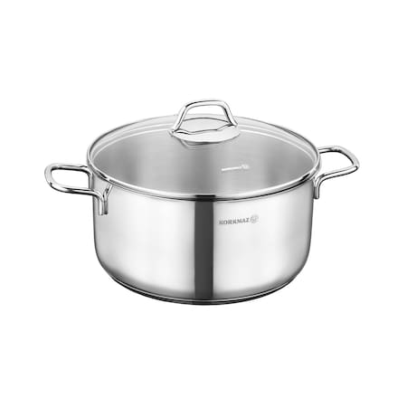 Korkmaz Perla 2 Piece 4 Liter Stainless Steel Casserole with Lid in Silver A1656