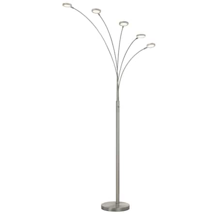 Homeroots 72" Nickel Five Light Led Arc Floor Lamp 526279