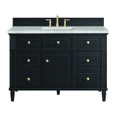 James Martin Vanities Lorelai 48'' S Vanity, Black Onyx w/ Victorian Sil Silestone Top w/FreePower Wireless Charger 424-V48-BKO-FVSL