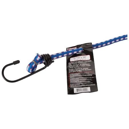 Prosource Stretch Cord, 8 mm Dia, 36 in L, Polypropylene, Blue, Hook End FH64019