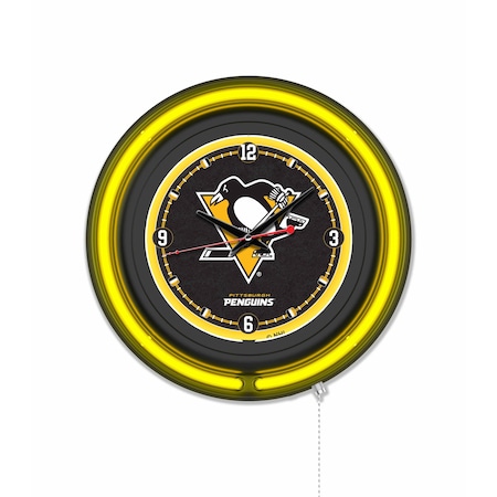 Holland Bar Stool Pittsburgh Penguins 15 Double Neon Wall Clock Clk15BK