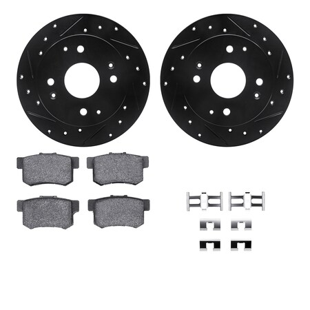 Dynamic Friction Co DFC Rotors-Drilled & Slotted-Black w/ 5000 Advanced Brake Pads Incl Hdw 8512-59029