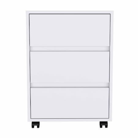 Homeroots 18in White Wood Accent Cabinet With Three Drawers 403736