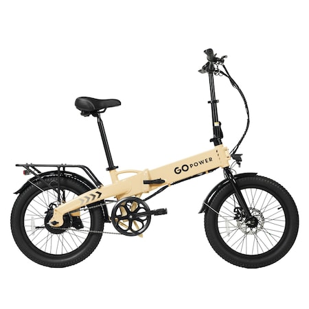 Gopowerbike GoVolt Folding Electric Bike, 20", 500W, 20mph, 45+ Mile Range, Sand GR5SND