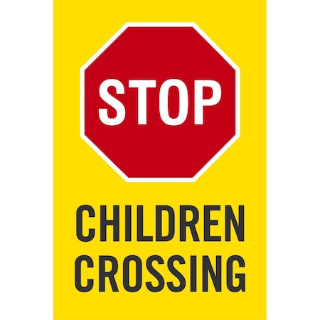 Lyle STOP, Children Crossing, 24x36, Engineer Grade, Yellow G-14285-EG_24x36