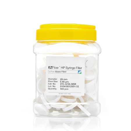 Foxx Life Sciences EZFlow Syringe Filter-Sample Prep, 0.45um Hydrophobic PTFE, 13mm, 100PK 385-3116-OEM