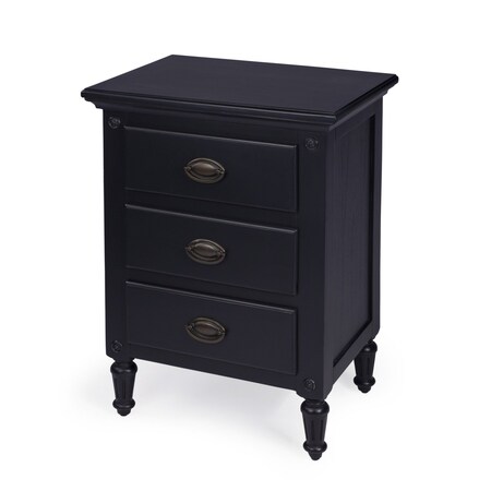 Homeroots Classic Black 3 Drawer Nightstand 388905