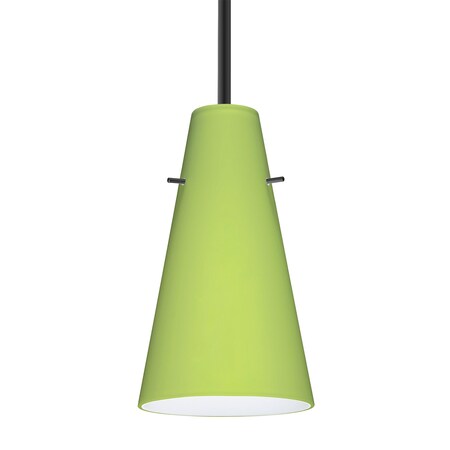 Besa Lighting Besa Cierro Stem Pendant, Chartreuse, Black Finish, 1x 9W LED 1TT-412435-LED-BK