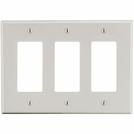 Hubbell Wiring Device-Kellems Wallplate, 3-Gang, 3) Decorator, Light Almond P263LA