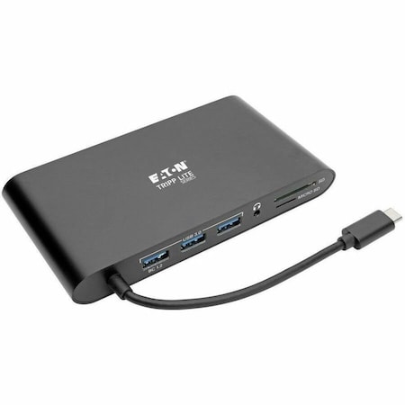 Tripp Lite USB C DOCKING STATION W/DVI, HDMI, VGA, DP, MDP, USB A, GIGABIT ETHERNET, MEM CA U442-DOCK1-B
