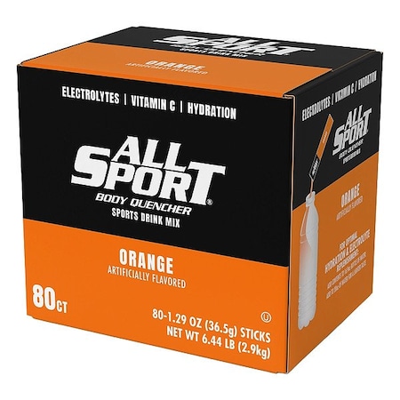 All Sport Powder Drink Mix, 1.3 oz, Orange, PK80 10121240