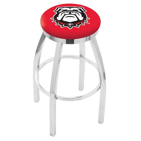 Holland Bar Stool Co 36" Chrome Georgia "Bulldog" Swivel Bar Stool, Accent Ring L8C2C36GA-Dog