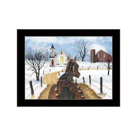 Homeroots Sleigh Bells Ring 1 Black Framed Print Wall Art 416093