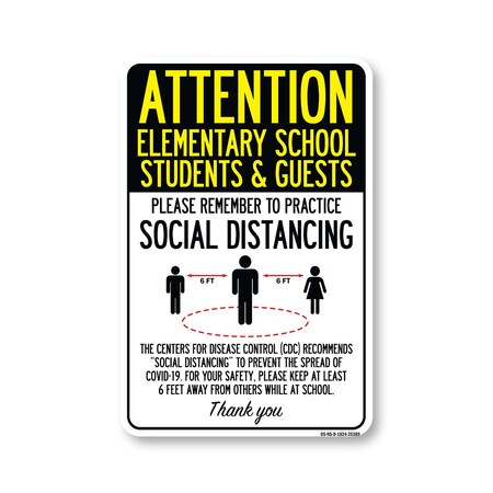 Signmission PSA, Elementary School Students And Guests Social Distancing, 24in X 18in Decal, OS-NS-D-1824-25389 OS-NS-D-1824-25389