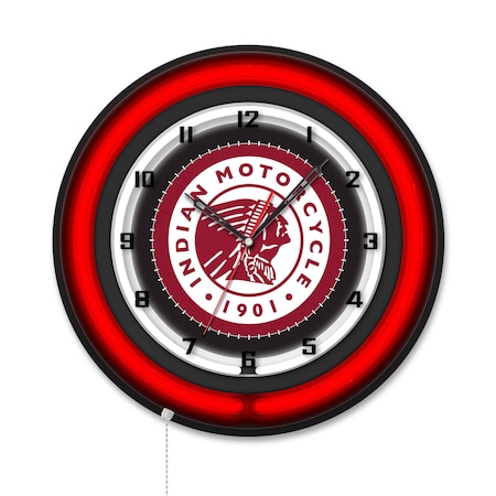 Holland Bar Stool Indian Motorcycle 19 Double Neon Wall Clock Clk19BK