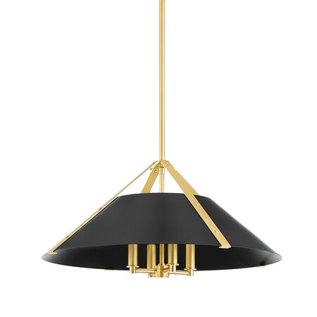 Hudson Valley Lighting Raymond 1 Light Pendant 26 In. Aged Brass/Soft Black 6726-AGB/SBK