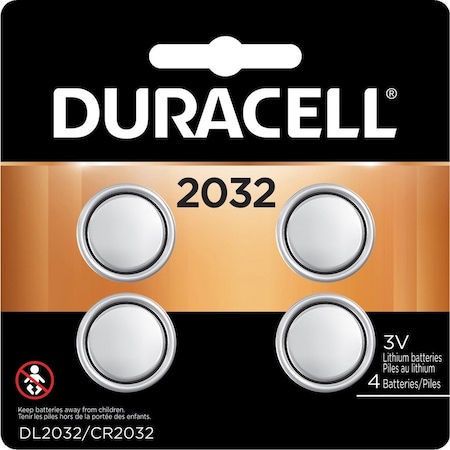 Duracell Coin Cell Lithium 3V Battery - DL2032 - For Multipurpose - 220 mAh - 3 V DC - 4 / Each DL2032B4PK