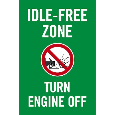 Lyle Idle-Free Zone, Turn Engine Off (with Symbol), 24x36, Engineer Grade, Green G-14293-EG_24x36
