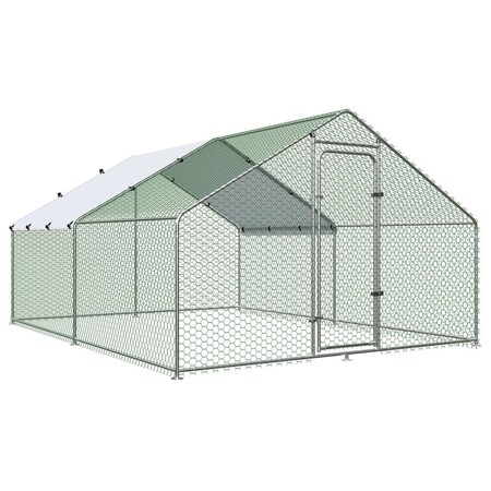 Wrightmaster 13.1 ft. x 9.8 ft. x 6.5 ft. Metal Chicken Coop w/ Waterproof and Anti-Ultraviolet Cover ZR-5505P437823
