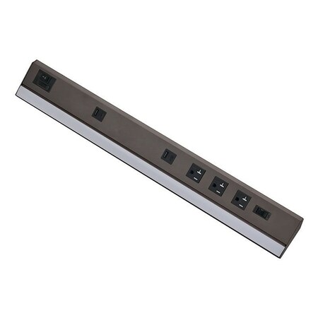 Westgate 36in ANGLED 4-REC POWER STRIP AND UC LIGHT 20A 1050LM CR90 5CCT BRZ, 27K/30K/35K/40K/50K PSAL-36-4R-MCT5-BR