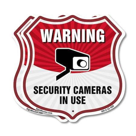 Signmission Video Surveillance Shield Sign Warning S, 12 inch X 12 inch, Plastic Sign, 2PK SHI-P-2PACK-12-468