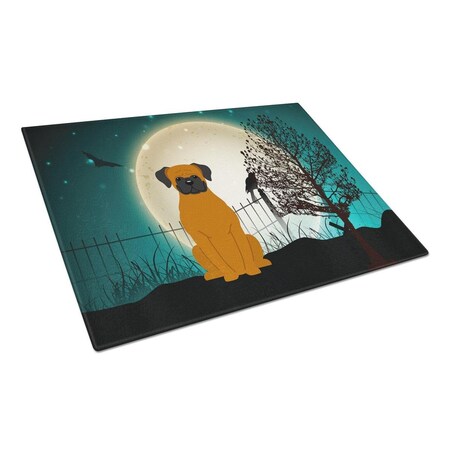 Carolines Treasures Halloween Scary Fawn Boxer Glass Cutting Board, Large BB2305LCB