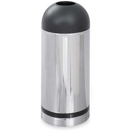 Safco 15 gal. Puncture-Resistant Steel Round Trash Can, Silver 9871