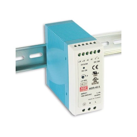 Meanwell Mean Well, Industrial AC/DC DIN Rail Power Supply Single Output 5V 6A 30W MDR-40-5