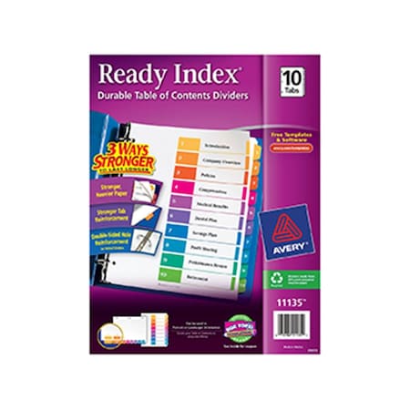 Avery Dennison AVE Avery 10 Tab Multicolor Ready Index Dividers 11135