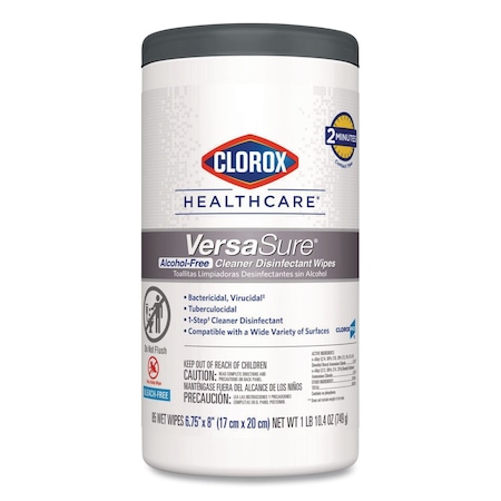 Clorox VersaSure Cleaner Disinfectant Wipes, 1-Ply, 6.75 x 8, Original Scent, White, 85 Towels Wipes 31757EA