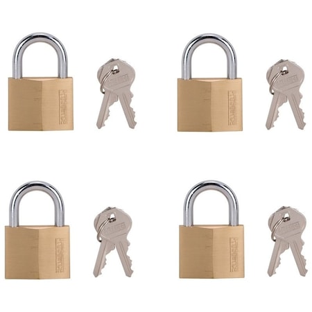 Prosource Padlock Set, Standard Shackle, 1/4 in Dia Shackle, 1-1/4 in H Shackle, Steel Shackle, Steel Body HD-240DX4-3L