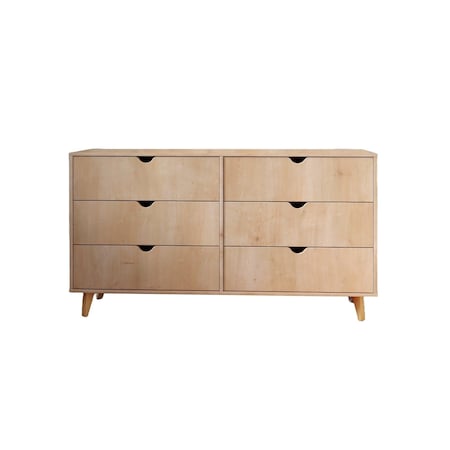 Homeroots 59" Natural Six Drawer Double Dresser 490831
