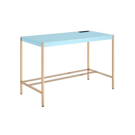 Homeroots 42" Baby Blue and Gold Writing Desk 491507