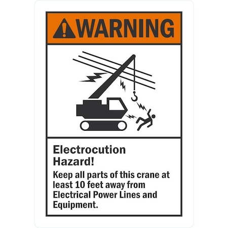 Lyle Electrocution Hazard Keep 10 Ft Away, 3.5x5, Non-Reflective, White G-14590-ND_3.5x5