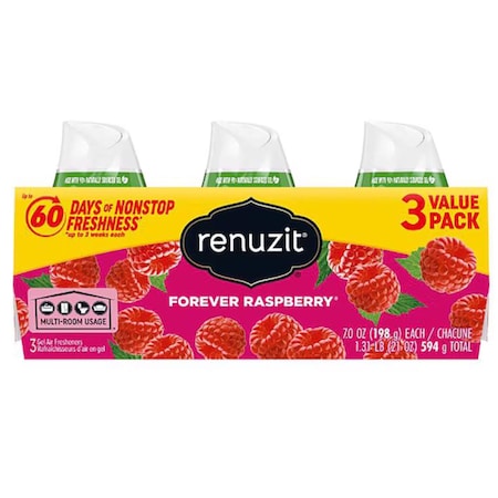 Renuzit Forever Raspberry Scent Air Freshener 21 oz Gel 3 pk 43361